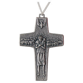 Collana croce buon pastore 10x7 cm nickel 
