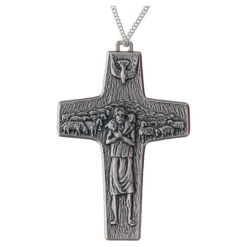 Collana croce buon pastore 10x7 cm nickel  1