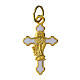 Pendente croce dorata 3x1 cm fondo bianco s1