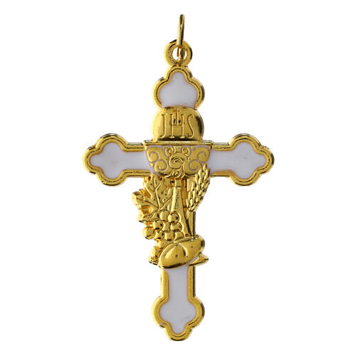Golden Communion Cross Pendant 4x2 cm White Background 1