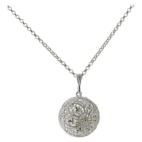 Angel caller necklace, flower pattern, 925 silver, 35 in 1