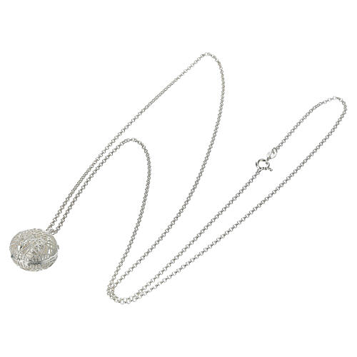 Angel caller necklace, flower pattern, 925 silver, 35 in 3