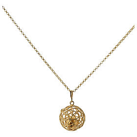 Golden angel caller necklace swirl flower 925 silver 90 cm