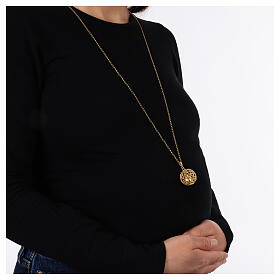 Golden angel caller necklace swirl flower 925 silver 90 cm