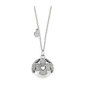 Collana chiama angeli Amen acciaio rodiato zirconi bianchi charm 95 cm