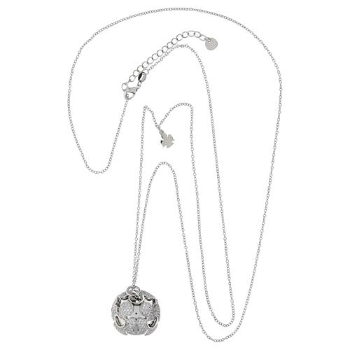 Amen Angel Caller Necklace Rhodium-Plated Steel White Zircons Charm 95 cm 3