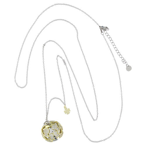 Halskette Engelsruf Amen aus rhodiniertem Stahl, weiße Zirkone, goldfarbener Anhänger, 95 cm 3