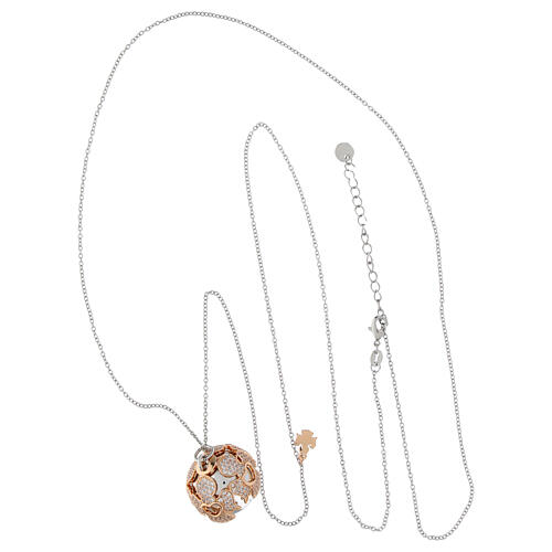 Collana Amen chiama angeli acciaio rodiato 95 cm zirconi bianchi charm rosé 3