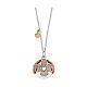 Collana Amen chiama angeli acciaio rodiato 95 cm zirconi bianchi charm rosé s1