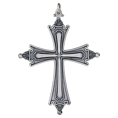 Croce pettorale Papa Leone XIV metallo argentato 10x9 cm 3