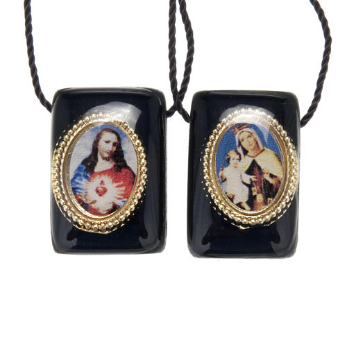 Catholic scapular in black wood with medals 1