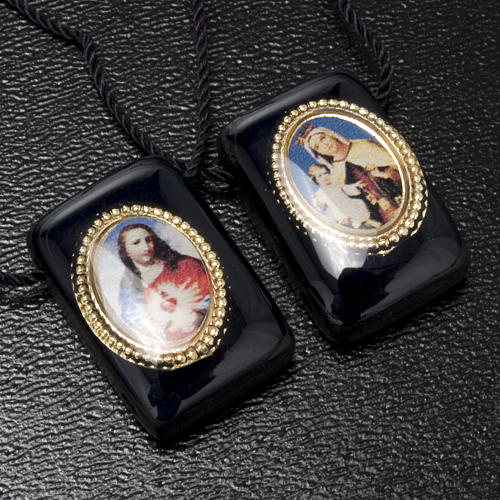 Catholic scapular in black wood with medals 2