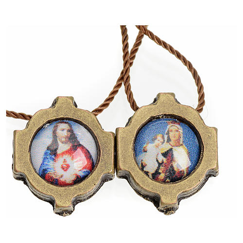 Scapular in bronzed metal with color images 2