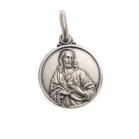 Escapulário medalha Sagrado Coração prata 925 14 mm
