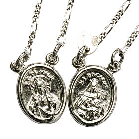 Scapolari: Scapolare argento 800 Madonna e Gesù tondo