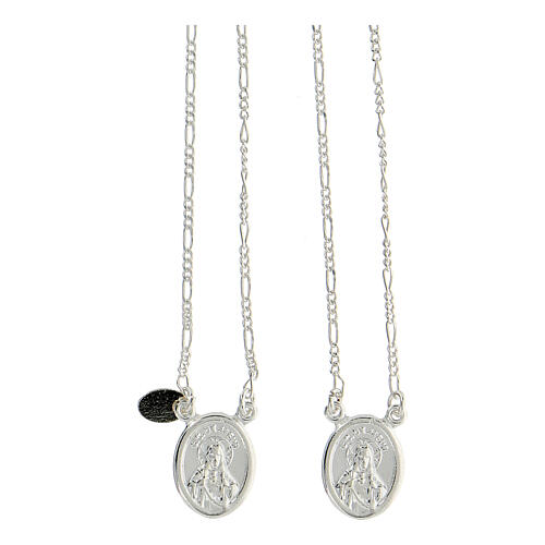 Scapular in 800 silver, round with Our Lady and Jesus 2