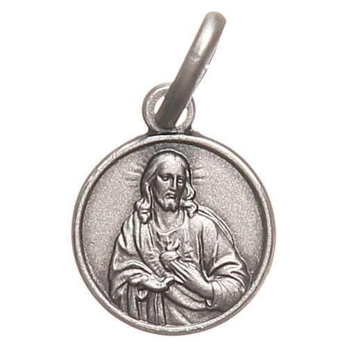 Bachelor medal Sacred Heart in 925 sterling silver 10 mm 1
