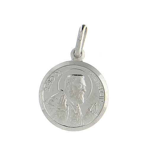 Padre Pio medal of rhodium-plated 925 silver 0.5 in 1