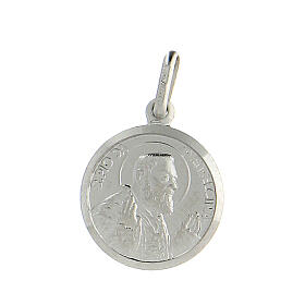 Padre Pio medal 925 rhodium silver 1.2 cm