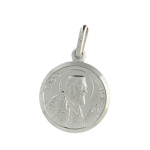 Padre Pio medal 925 rhodium silver 1.2 cm 1