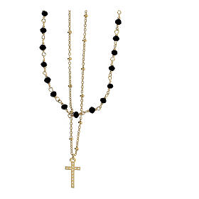 Choker necklace of gold plated 925 silver and 0.08 in black crystal beads
