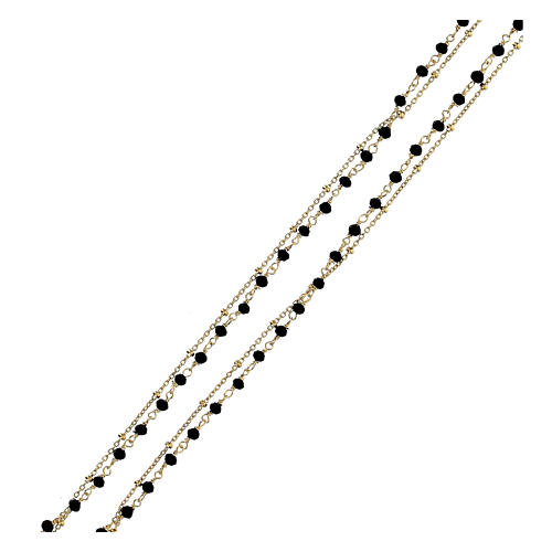Choker necklace of gold plated 925 silver and 0.08 in black crystal beads 3