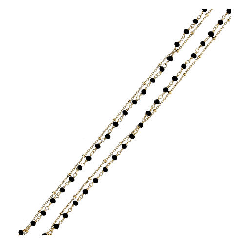 Collana argento 925 dorato 2 mm girocollo cristallo nero 3