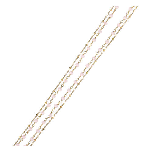 Choker necklace of gold plated 925 silver and 0.08 in pink crystal beads 3