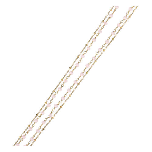 Collana girocollo cristallo rosa 2 mm argento 925 dorato 3