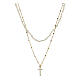 Cross choker necklace 2 mm 925 gold plated silver and white crystal s1