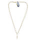 Cross choker necklace 2 mm 925 gold plated silver and white crystal s4