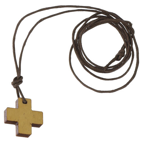 Collana Monastero Clarisse con croce latina in ulivo e luce centrale 3