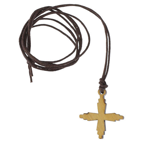 Collana artigianale Monastero Clarisse con croce traforata e dettaglio cristallino 3
