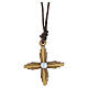 Collana artigianale Monastero Clarisse con croce traforata e dettaglio cristallino s1