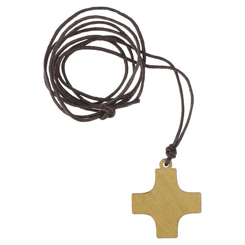 Monastery of Poor Clares necklace with Greek cross and JHS in olivewood 3