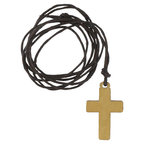 Pendente croce stilizzata legno d'ulivo Monastero Clarisse 3