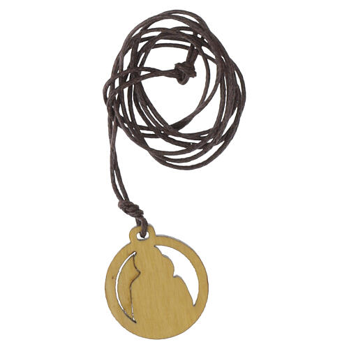 Collier Monastère des Clarisses en bois d'olivier avec Sainte Famille et prière 3