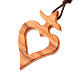 Heart shaped pendant with olive wood cross s1