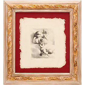 Tableaux, gravures, manuscrit enluminé: Anges sur une nuage, impression d'origine florentine