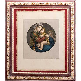 Tableaux, gravures, manuscrit enluminé: Vierge de la chaise, impression d'origine florentine