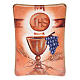 Chalice and Host print on red background s1