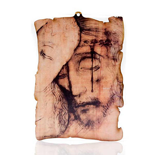 Small picture on wood Christ face parchment 1