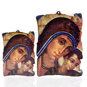 Quadrinho madeira pergaminho Maria com Jesus