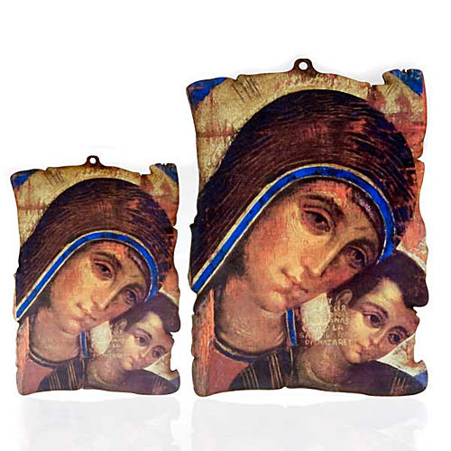 Quadrinho madeira pergaminho Maria com Jesus 1