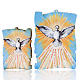 Small parchment wood picture of Holy Spirit yellow rays. s1