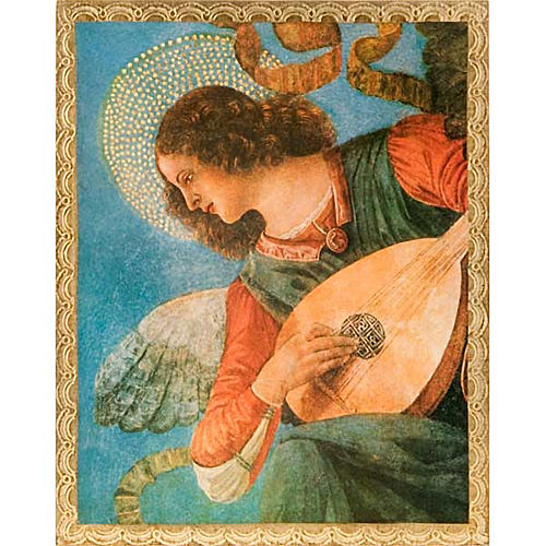 Print on wood, Angel with mandolin 1