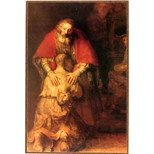 Druckbild auf Holz "Verlorener Sohn" von Rembrandt 1
