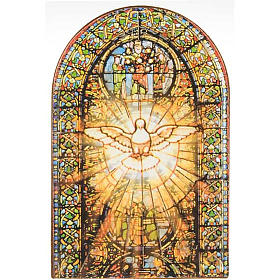 Druckbild Heiliger Geist abgerundet buntes Glasfenster