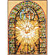 Druckbild Heiliger Geist auf Holz mit buntem Glasfenster s1