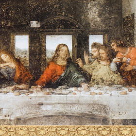 Druckbild auf Holz Letzes Abendmahl Leonardo
